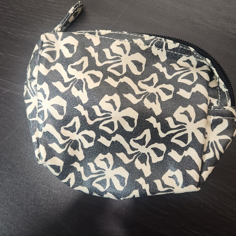 J. Crew Black and Cream Patterned Pouch
